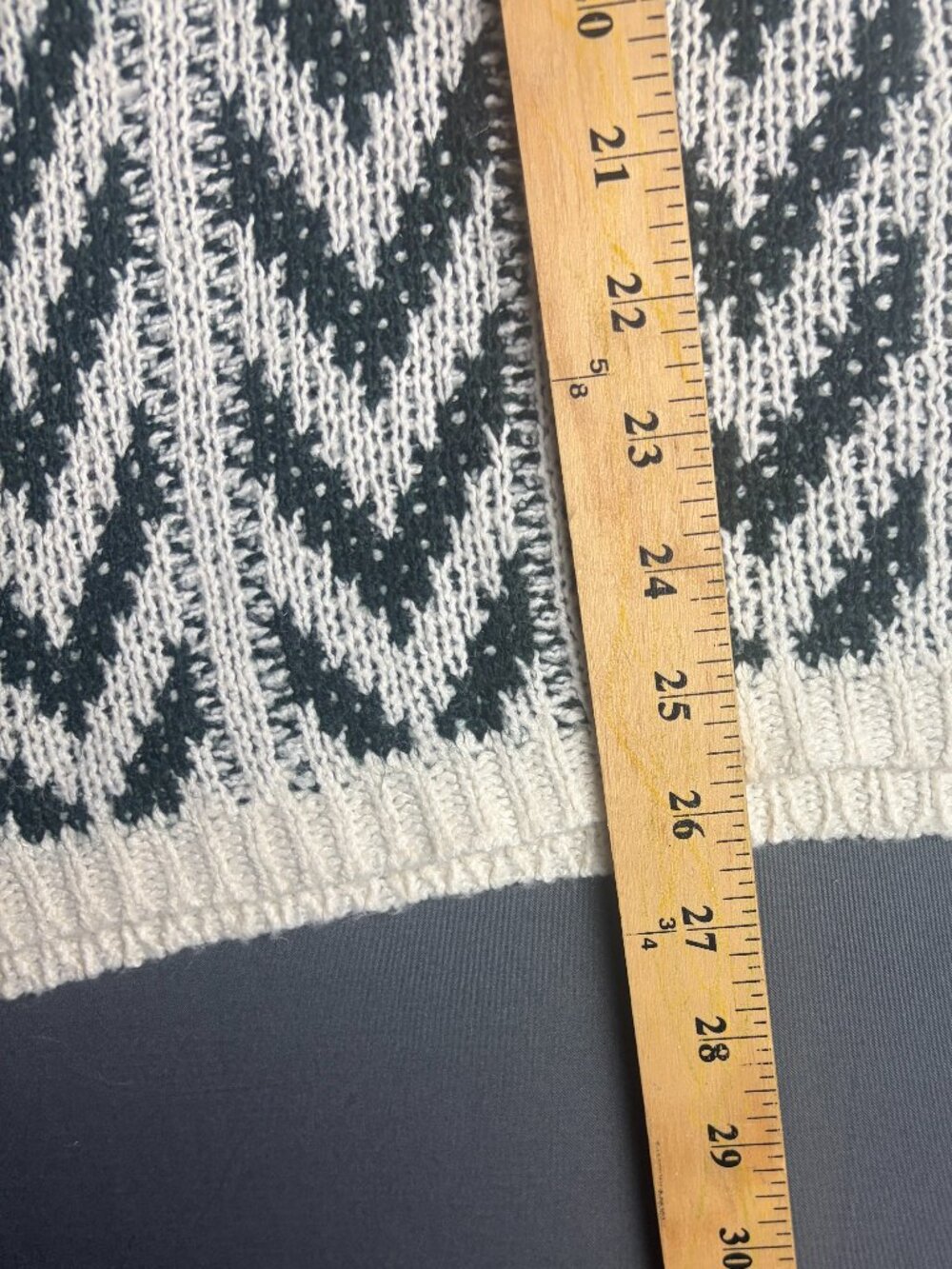 Women's Xl Sweater Patchwork Cable Knit Pullover Balloon Sleeve Chevron Brown - Picture 5 of 8